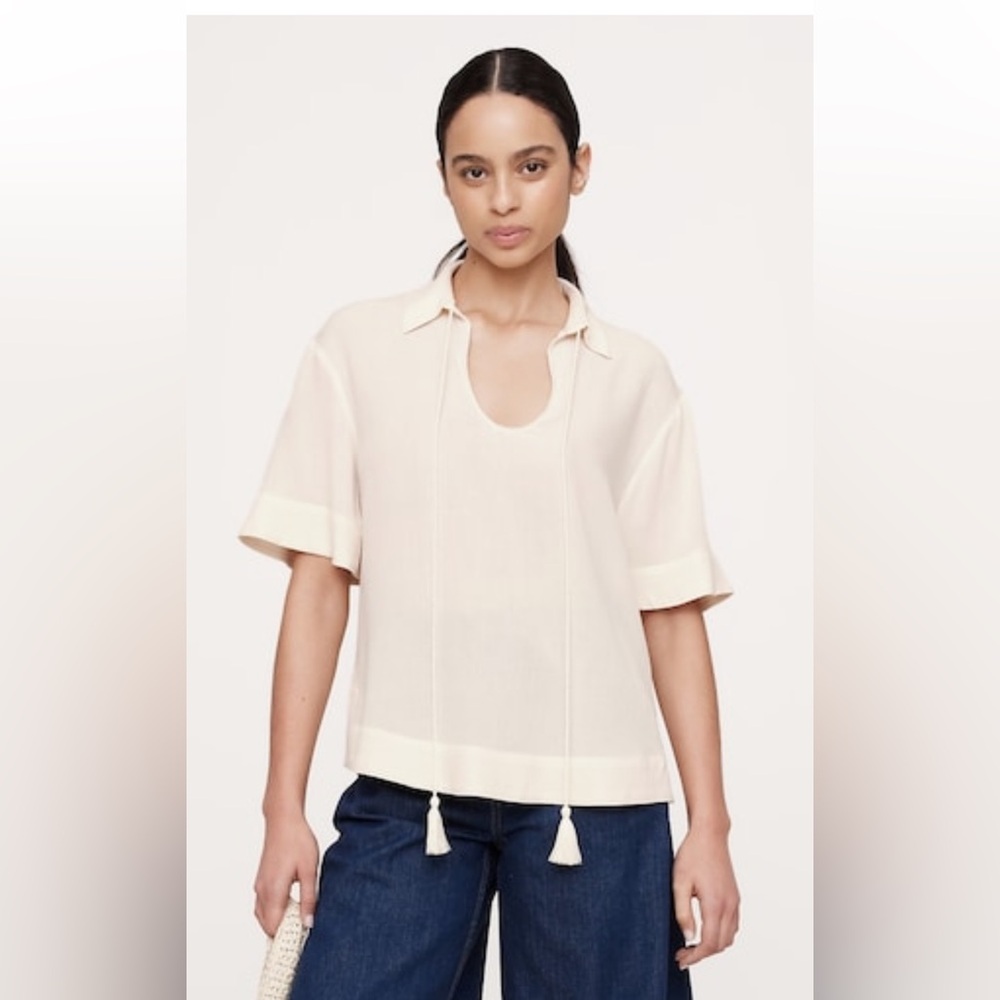 NWT Banana. Republic Oversized Cream Blouse Sz Medium